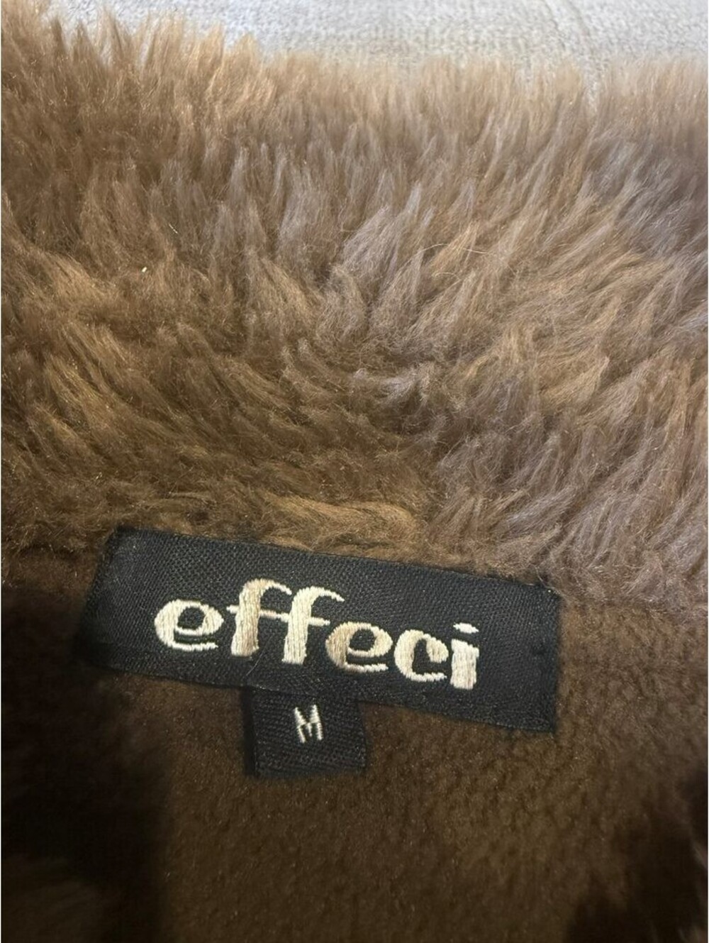 Effeci Brown Suede Leather Jacket Faux Fur Trim Y2K Boho M - Picture 7 of 7
